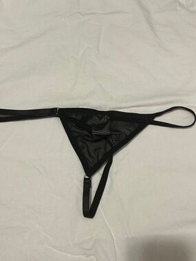 PINK Victoria's Secret Black Sheer Mesh G-String Panty